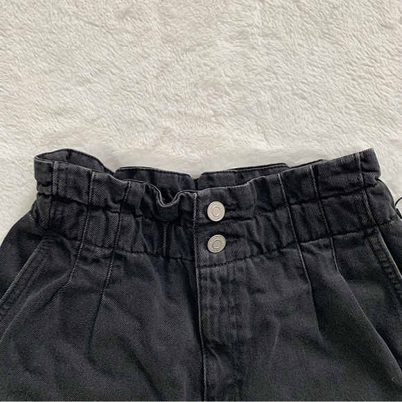 DYNAMITE | Black denim paper bag shorts - Picture 3 of 6